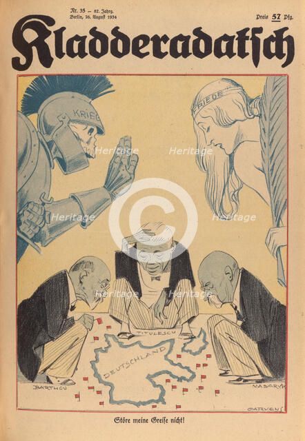 Don't Disturb My Old Men! Caricature from Kladderadatsch, 1934. Creator: Garvens, Oskar (1874-1951).