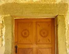 Door detail, Church of the Holy Saviour of Valdedios, Asturias, Spain, 9th century, (2002). Creator: LTL