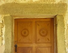 Door detail, Church of the Holy Saviour of Valdedios, Asturias, Spain, 9th century, (2002). Creator: LTL
