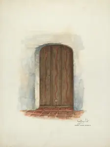 Door, Facade of Mission House, 1937. Creators: Geoffrey Holt, Harry Mann Waddell