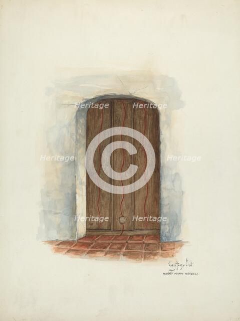 Door, Facade of Mission House, 1937. Creators: Geoffrey Holt, Harry Mann Waddell.
