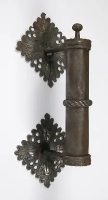 Door handle and two Escutcheon plates, German, 16th century. Creator: Unknown