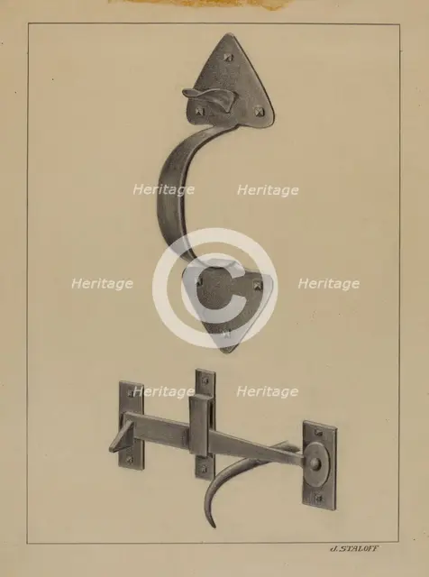 Door Handle and Thumb, c. 1936. Creator: Jack Staloff.