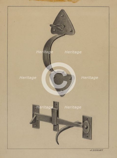 Door Handle and Thumb, c. 1936. Creator: Jack Staloff.