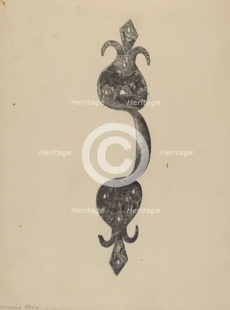 Door Handle, c. 1937. Creator: Mildred Ford.