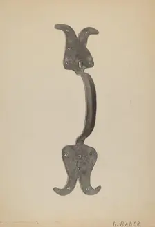 Door Handle, c. 1938. Creator: Herman Bader