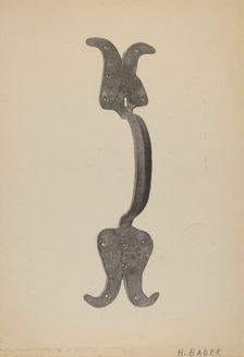 Door Handle, c. 1938. Creator: Herman Bader