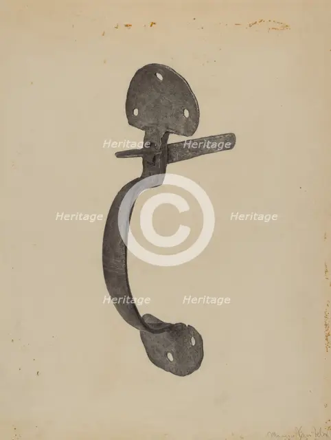 Door Handle, c. 1938. Creator: Maurice Van Felix.