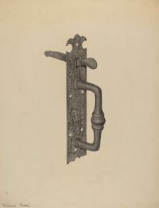 Door Handle with Thumb Press, c. 1938. Creator: Mildred Ford
