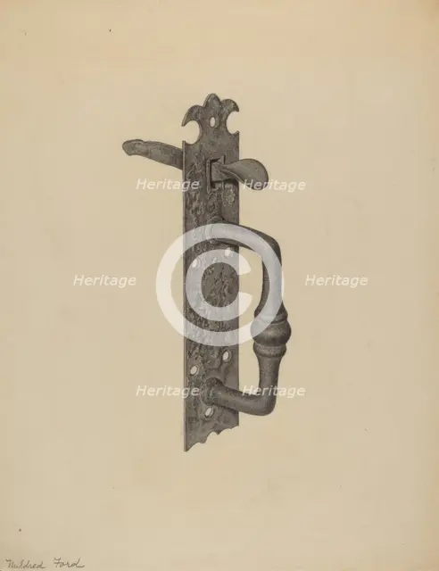 Door Handle with Thumb Press, c. 1938. Creator: Mildred Ford.