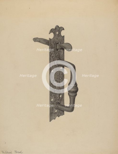 Door Handle with Thumb Press, c. 1938. Creator: Mildred Ford.