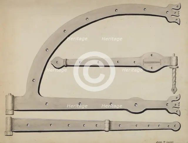 Door Hinges, c. 1936. Creator: James M. Lawson.