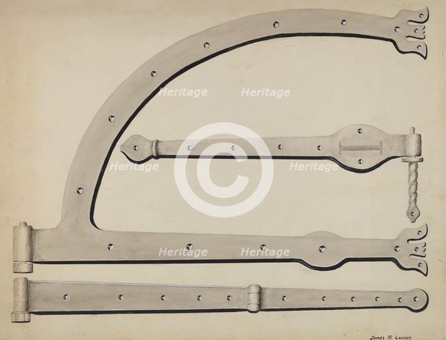Door Hinges, c. 1936. Creator: James M. Lawson.