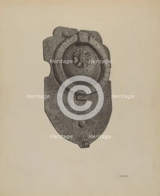 Door Knocker, c. 1940. Creator: Jacob Lipkin.