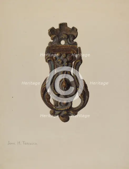 Door Knocker, c. 1940. Creator: John H. Tercuzzi.