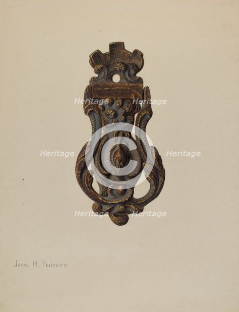 Door Knocker, c. 1940. Creator: John H. Tercuzzi.