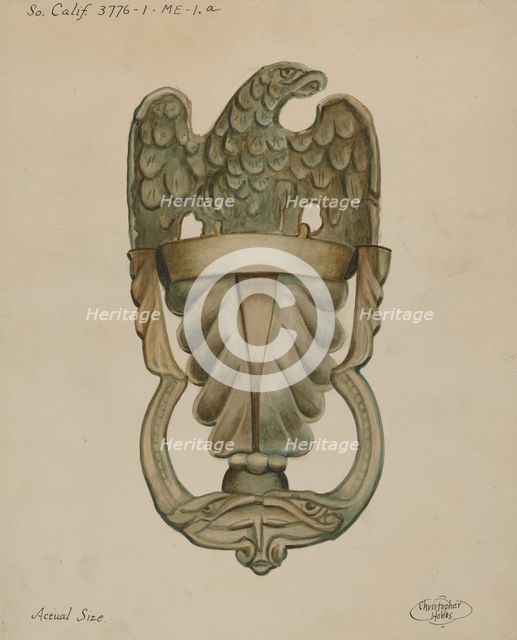 Door Knocker, c. 1936. Creator: Christopher Hobbs.