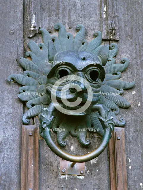 Door knocker in the shape of a mask, sanctuary of Durham Cathedral, County Durham, c2000s(?). Artist: Unknown.