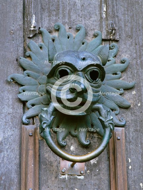 Door knocker in the shape of a mask, sanctuary of Durham Cathedral, County Durham, c2000s(?). Artist: Unknown.