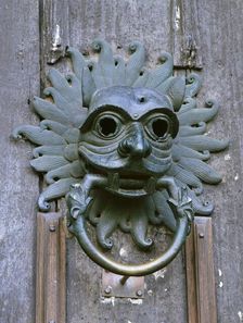 Door knocker in the shape of a mask, sanctuary of Durham Cathedral, County Durham, c2000s(?)