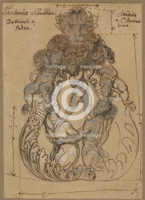 Door Knocker with Triton, Nereid, and Putti, late 17th or early 18th century. Creator: Unknown.