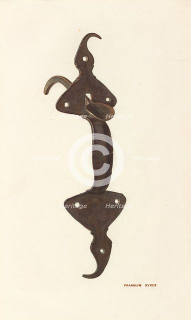 Door Latch, 1935/1942. Creator: Franklyn Syres.