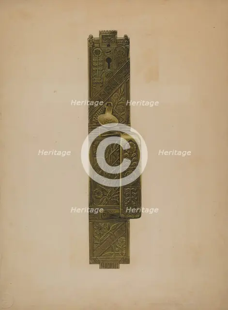 Door Latch and Handle, c. 1939. Creator: Paul Poffinbarger.