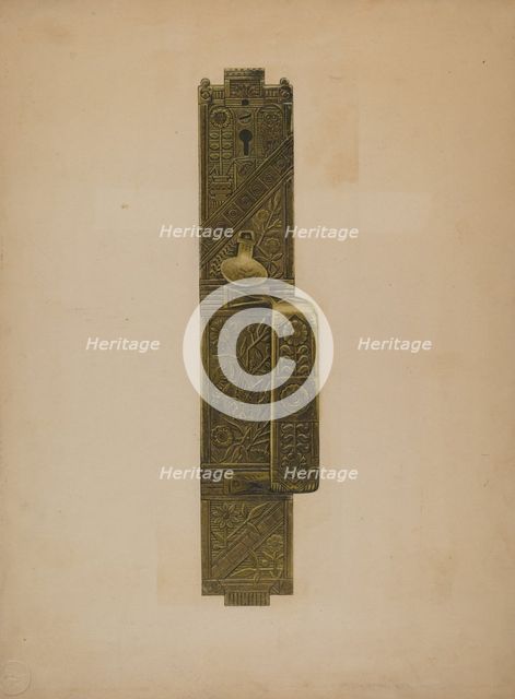Door Latch and Handle, c. 1939. Creator: Paul Poffinbarger.