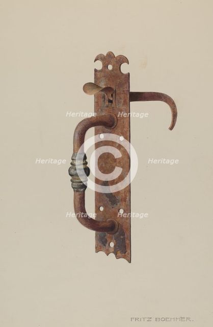 Door Latch, c. 1939. Creator: Fritz Boehmer.