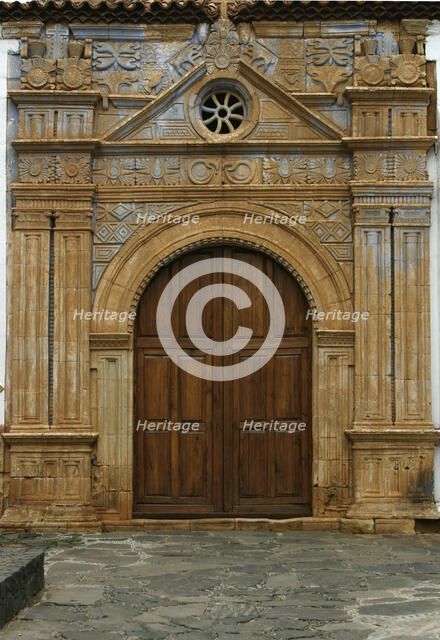 Door of the Iglesia de Nuestra Senora de la Regla, Pajara, Fuerteventura, Canary Islands.