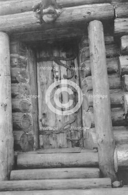 Door of the Log Cabin Club, between c1900 and 1916. Creator: Unknown.