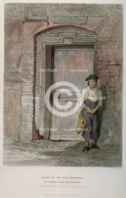 Door of an old mansion in Gravel Lane, City of London, 1851. Artist: John Wykeham Archer