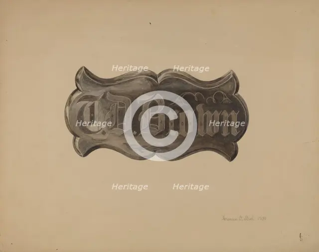 Door Plate, 1939. Creator: Herman O. Stroh.