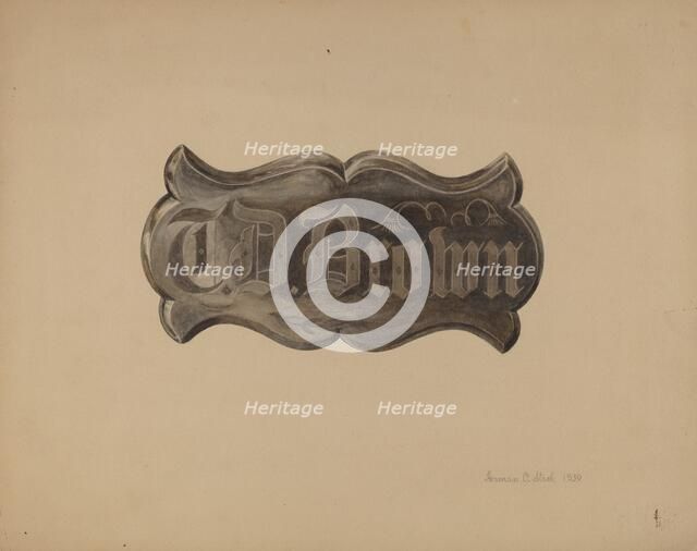Door Plate, 1939. Creator: Herman O. Stroh.
