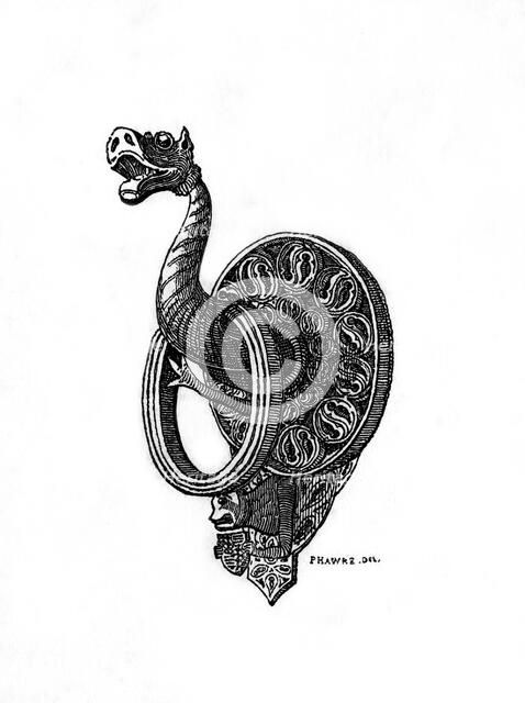 Doorknocker, late 14th century, (1843).Artist: Henry Shaw