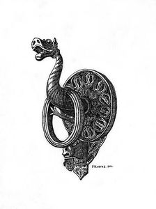 Doorknocker, late 14th century, (1843).Artist: Henry Shaw