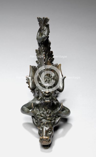 Doorknocker with Two Satyrs Riding an Ox, 1800s. Creator: Unknown.
