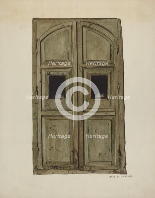 Doors to Confessional, 1937. Creator: Ethel Dougan.