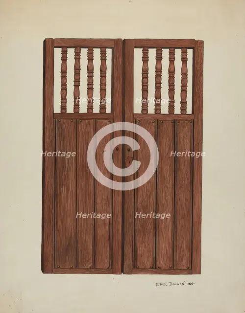 Doors to Baptistry - Mission San Juan Bautista, 1938. Creator: Ethel Dougan.