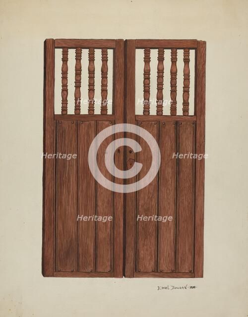 Doors to Baptistry - Mission San Juan Bautista, 1938. Creator: Ethel Dougan.