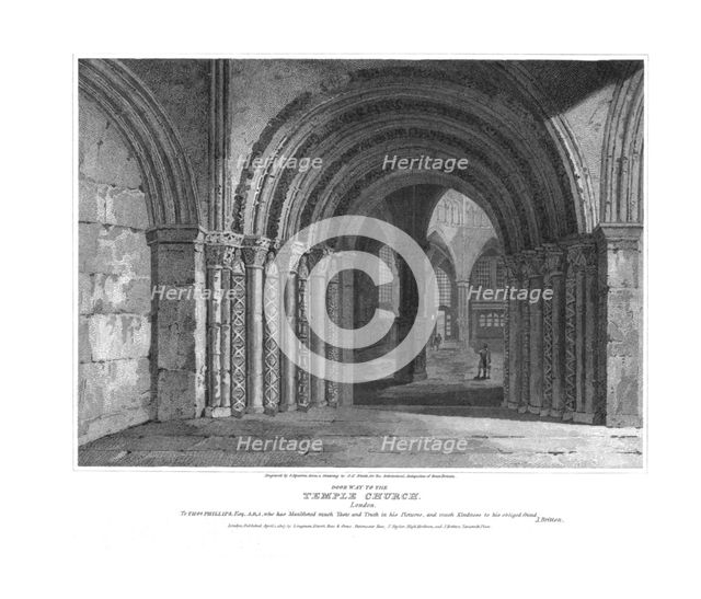 'Doorway to the Temple Church. London.', late 18th century. Artist: JC Smith.