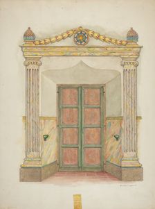 Doorway, Wall Painting and Doors, c. 1939. Creator: Edward Jewett