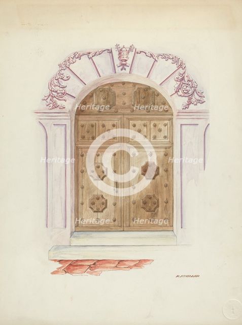 Doorway and Wall Painting, 1937. Creator: Randolph F Miller.