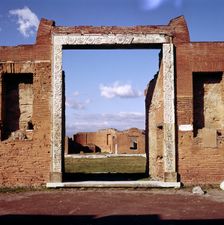 Doorway of the Building of Eumachia in the Forum, Pompeii, Italy. Creator: Unknown