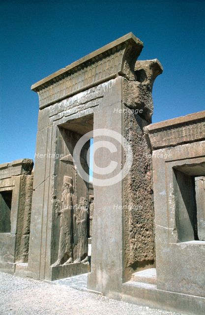 Doorway of the Palace of Darius, Persepolis, Iran. Creator: Vivienne Sharp.