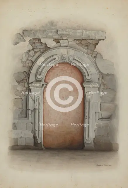 Doorway, Stone, 1939. Creator: Juanita Donahoo.