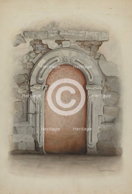 Doorway, Stone, 1939. Creator: Juanita Donahoo.