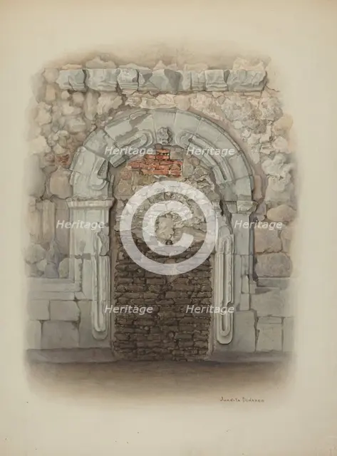 Doorway, Stone, c. 1940. Creator: Juanita Donahoo.