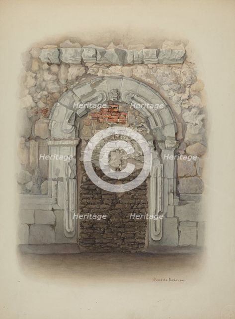 Doorway, Stone, c. 1940. Creator: Juanita Donahoo.