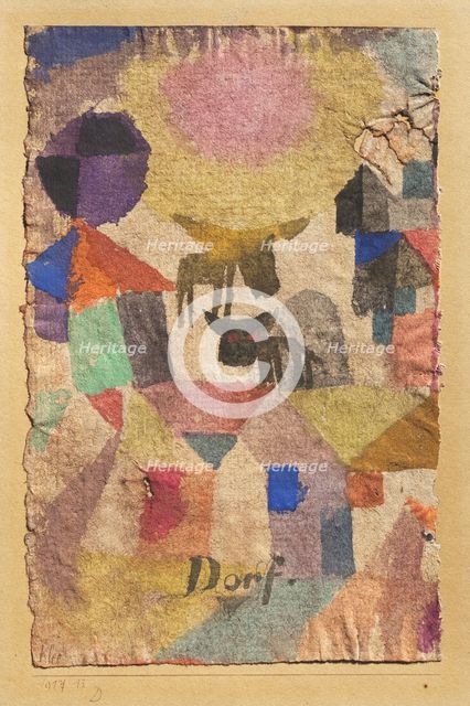 Dorfartig, Häuser, 2 Rinder (Village-like, Houses, 2 Cattle), 1917. Creator: Klee, Paul (1879-1940).
